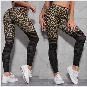 NWT *SADIE High Waisted Leopard Mesh Yoga Leggings